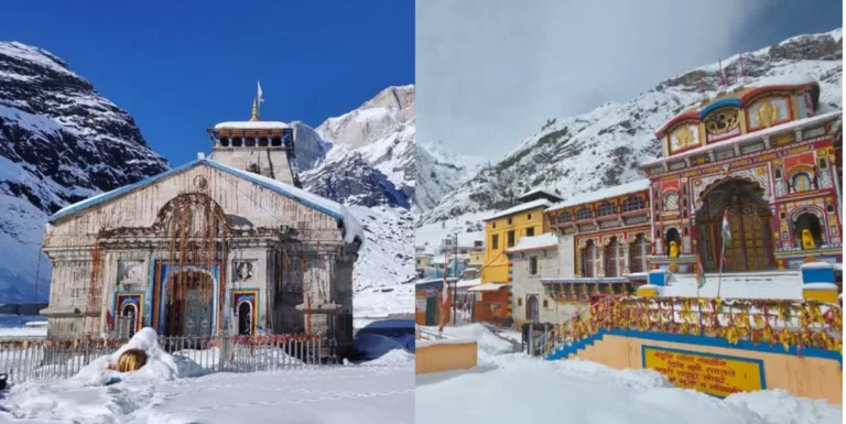 बदरीनाथ-गंगोत्री में बर्फबारी से निखरा धामों का सौंदर्य, पहाड़ों पर जमी सफेद चादर